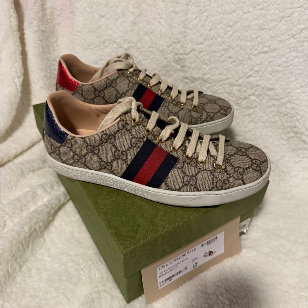 Gucci Beige Monogram Sneakers